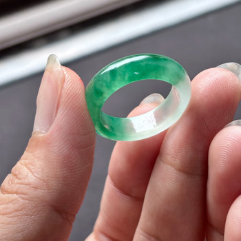 African green ice transparent flower ring can be photographed and selected
