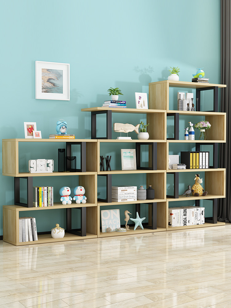 Bookshelf Floor-to-ceiling simple living room compartment display stand Household multi-layer Wrought iron storage shelf Simple shelf