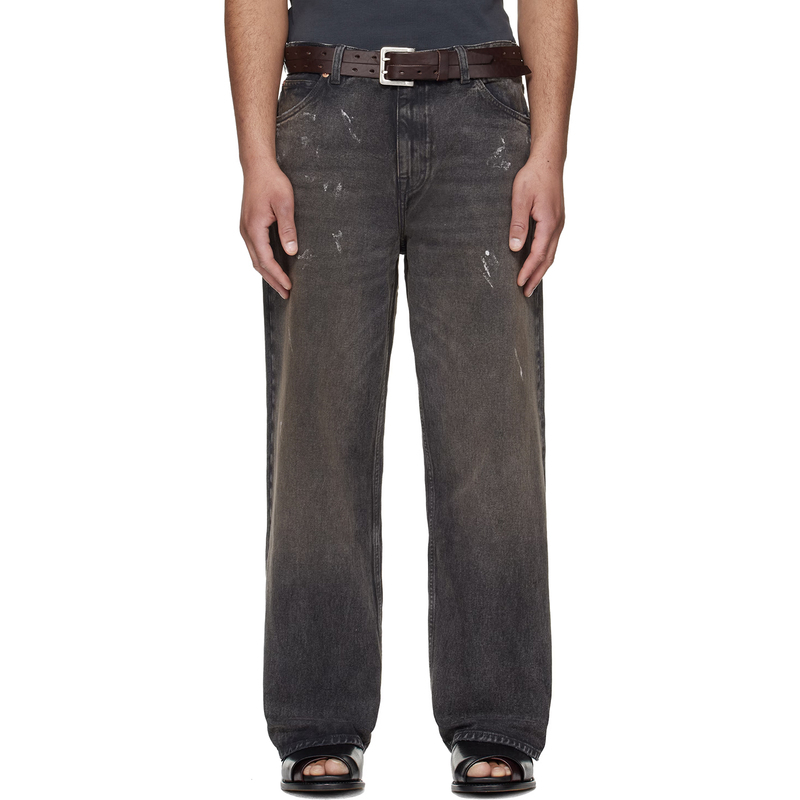 Ol Style 26Ss Vast Cut Splash-Ink Mud-Dyed Distressed Jeans Casual Loose Mid-High Waist Long Pants for Men and Women