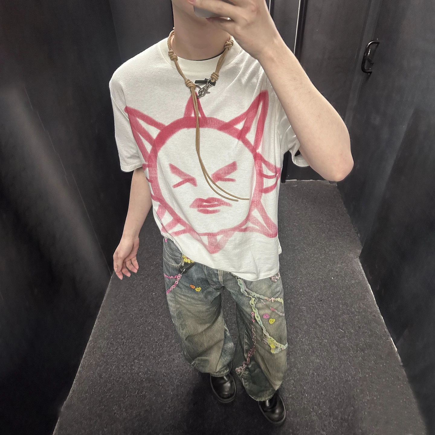 Хлопковая футболка с коротким рукавом, oversize