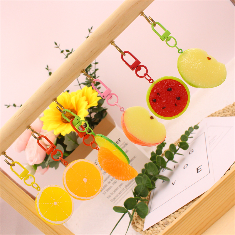 Simulated Lemon and Orange Fruit Slice Pendant Creative Keychain Student Backpack Accessory Kindergarten Gift