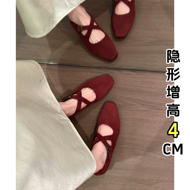 Retro Cross-Strap Mary Jane Shoes for Women 2026 New Soft-Soled Inner Height-Increasing Ballet Flats Red Evening Shoes Retro Cross-Strap Mary Jane Shoes for Women 2026 New Soft-Soled Inner Height-Increasing Ballet Flats Red Evening Shoes