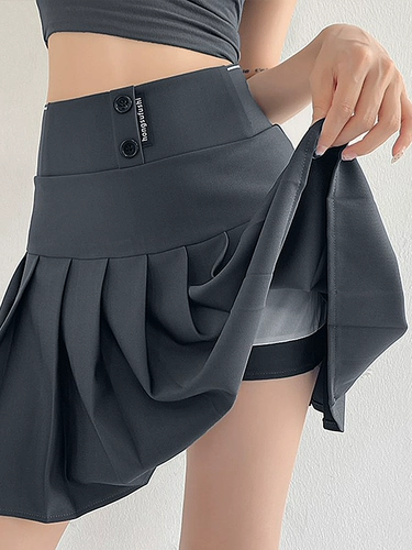 Летний цветной приталенный весенний комплект, мини-юбка, студенческая юбка в складку, высокая талия