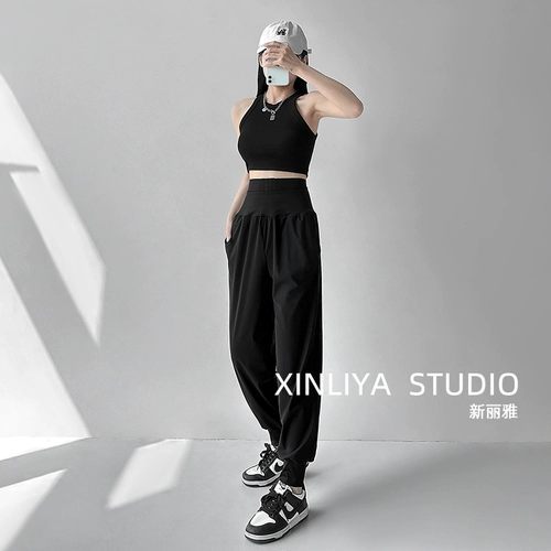 Быстросохнущие летние тонкие осенние штаны для спортзала для отдыха, для бега, высокая талия, оверсайз