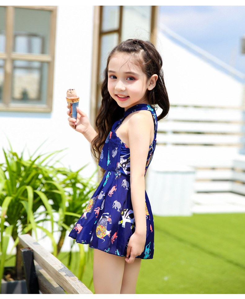 Cô gái mới lớn Đồ bơi trẻ em lớn và vừa Trẻ em dễ thương Hàn Quốc Đồ bơi cho bé gái kiểu váy một mảnh kiểu phẳng góc tắm nước nóng mùa xuân đồ bơi cho bé 1 tuổi
