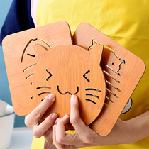 Wooden placemat non-slip waterproof Japanese Cork pot mat simple table mat kitchen heat insulation mat anti-scalding household large