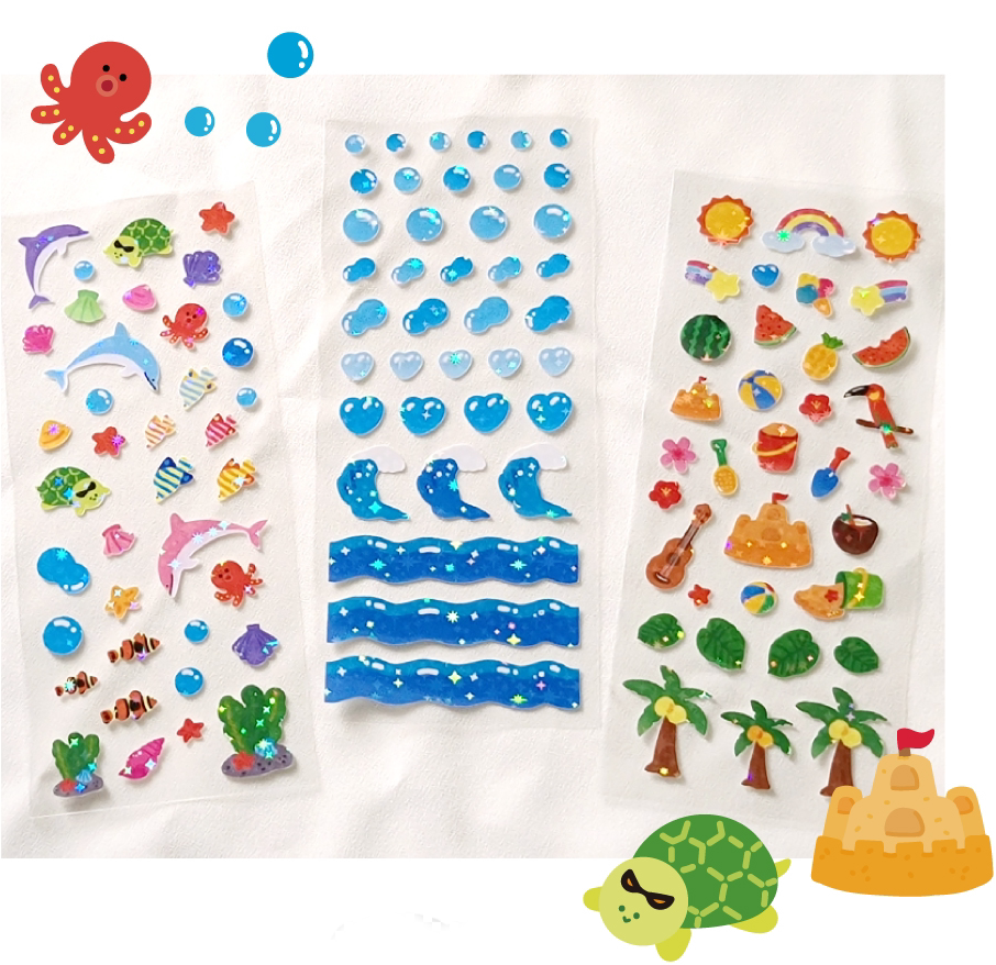 Monthly stationery Korea imported stickers toppikok seaside