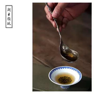Feiyun pure handmade s999 sterling silver teaspoon hammer eye pattern teaspoon tea divider spoon tea shovel tea accessories kung fu tea set