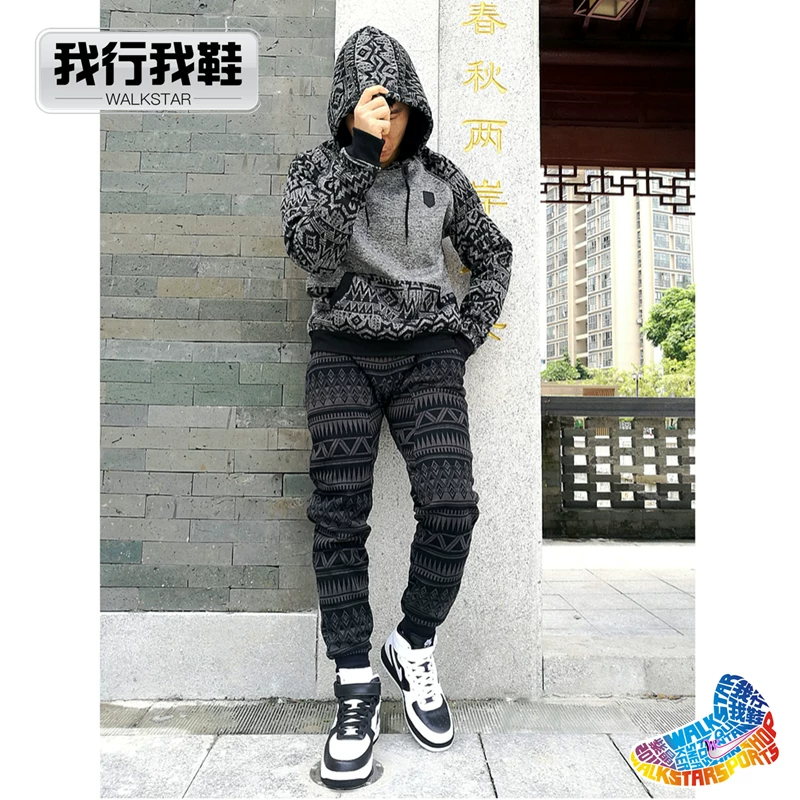 [正品Southpole灰黑黑白哥特式条纹男子保暖运动卫衣帽衫]