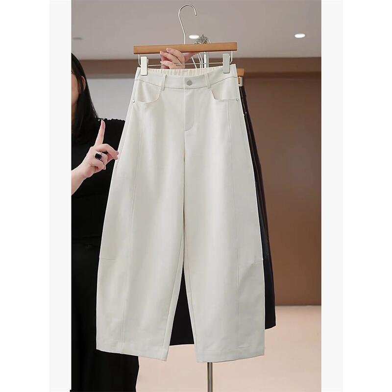 High-End Straight-Leg Scimitar Jeans for Women, New Spring and Autumn High-Waisted Sickle Pants, Drapey Casual Loose Wide-Leg Banana Pants