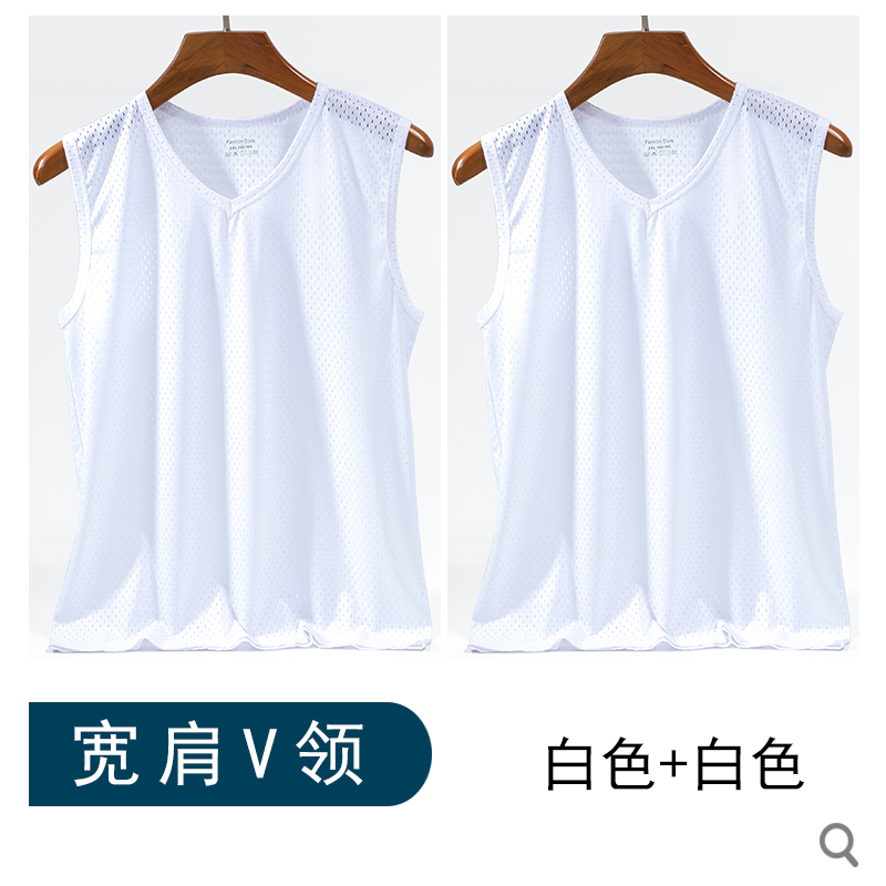 V-cổ băng mùa hè thể thao nam vest trắng đá phiến tay t-shirt xu hướng dép-vai nam đáy nam