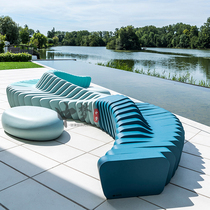New GRP Stripes Profiled Mall Splicing Benches Custom style Outdoor Twist Fashion Beauty Chen Square Chair