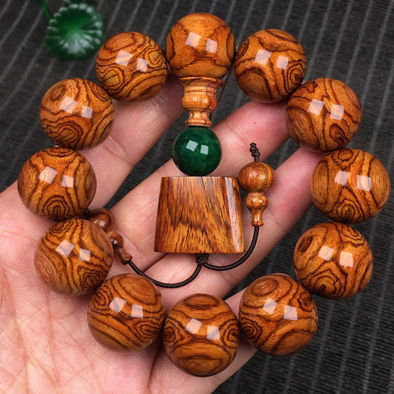 Authentic Hainan Huanghuali hand string male 20mm full grimace to the eyes of the old material sea yellow Buddha beads bracelet wood men and women jewelry
