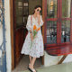 Puff sleeve white floral dress female summer 2023 new cherry chic French first love tea break dress