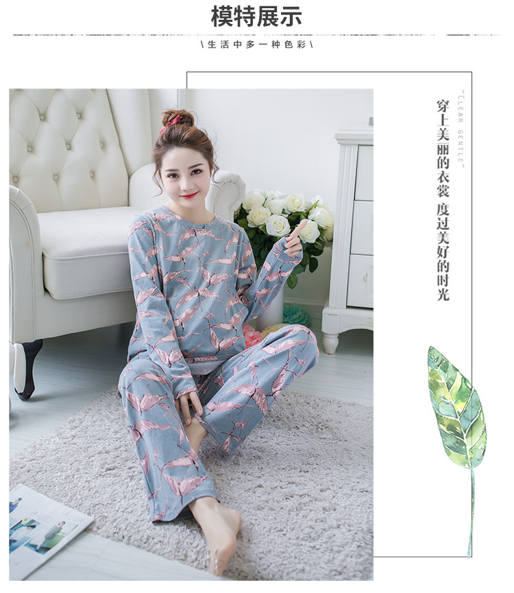 Người Nam Cực tháng quần áo mùa xuân và mùa thu cotton sau sinh Phụ nữ mang thai Bộ đồ ngủ mùa hè phần mỏng cho con bú dịch vụ tại nhà - Giải trí mặc / Mum mặc bộ mặc sau sinh mùa hè