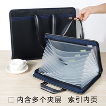  Kangbai canvas organ bag multi-layer plus file bag custom conference men and women portable shoulder briefcase large capacity student information paper storage bag business office bills sandwich printing logo