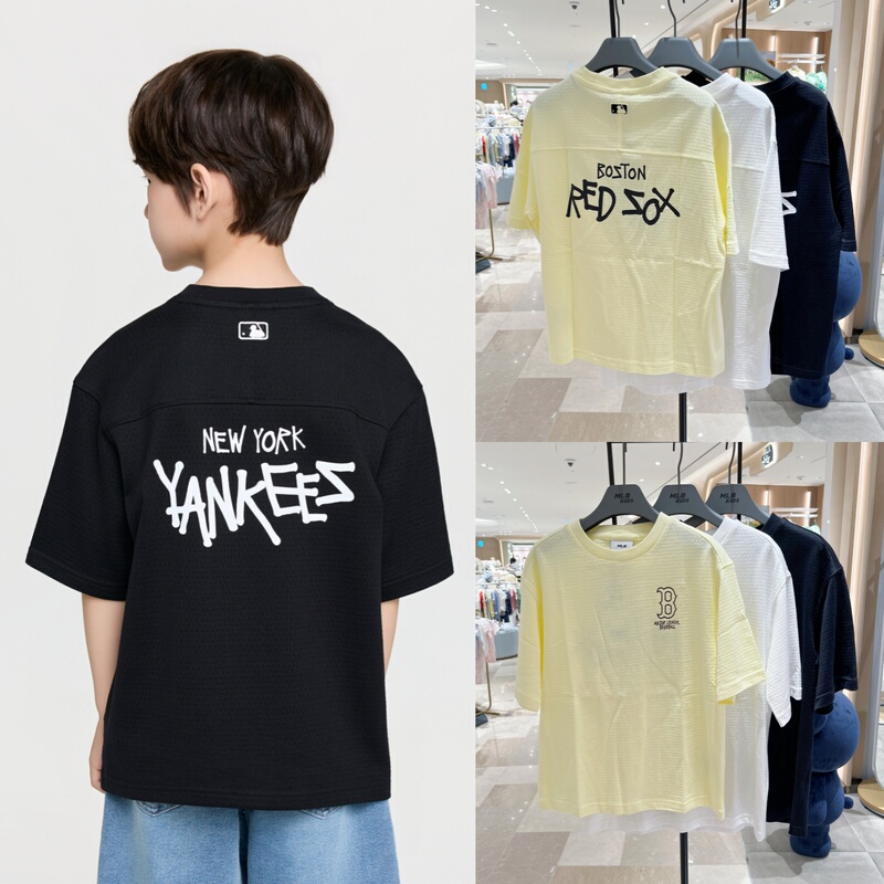 Korean Purchasing Agent Mlb Kidsren's Round Neck Short-Sleeved Letter Mesh Breathable Comfortable Casual Sports T-Shirt 26 Summer 0463 Korean Purchasing Agent Mlb Kidsren's Round Neck Short-Sleeved Letter Mesh Breathable Comfortable Casual Sports T-Shirt 26 Summer 0463