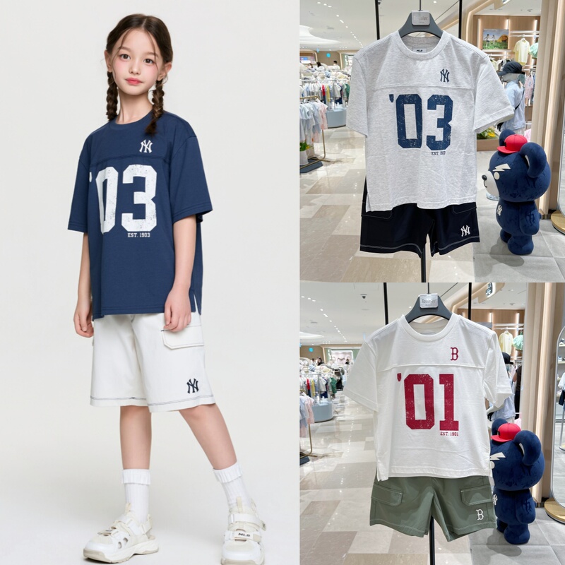 Korean Purchasing Agent Mlb Kidsren's Short-Sleeved Digital Letter Cool T-Shirt Shorts Casual Sports Two-Piece Set 26 Summer 0263 Korean Purchasing Agent Mlb Kidsren's Short-Sleeved Digital Letter Cool T-Shirt Shorts Casual Sports Two-Piece Set 26 Summer 0263