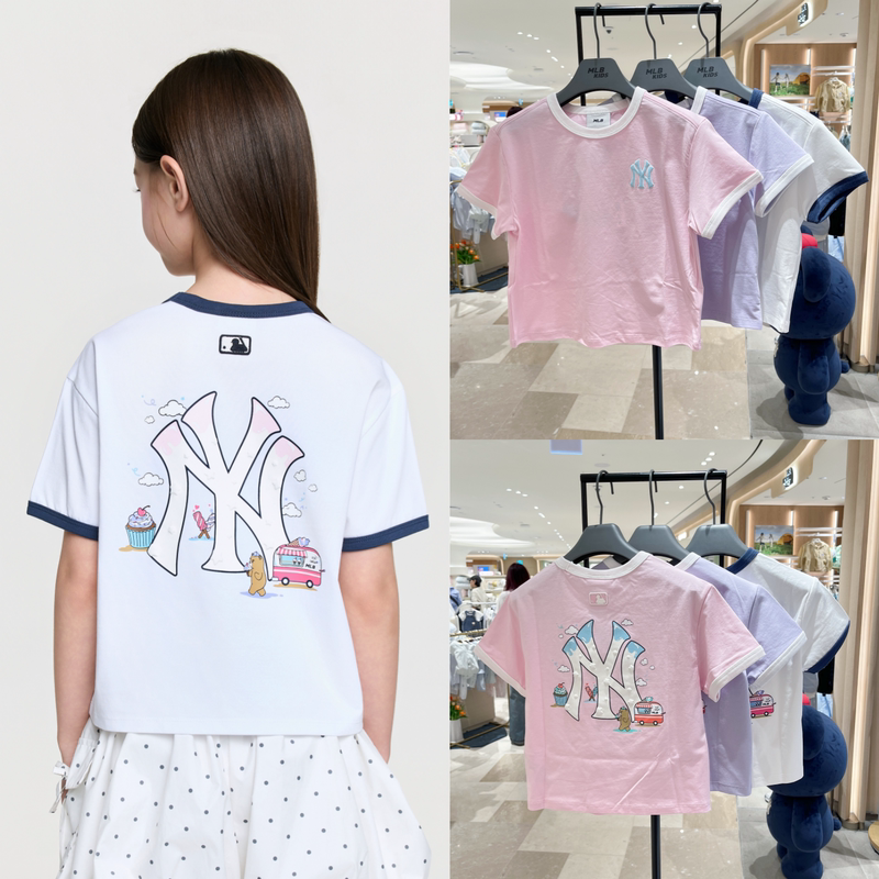 Korean Direct Mail Purchase Mlb Girls' Short-Sleeve T-Shirt with Large Graphic on the Back, Casual Cute Short Style T-Shirt 26 Summer 0463 Korean Direct Mail Purchase Mlb Girls' Short-Sleeve T-Shirt with Large Graphic on the Back, Casual Cute Short Style T-Shirt 26 Summer 0463