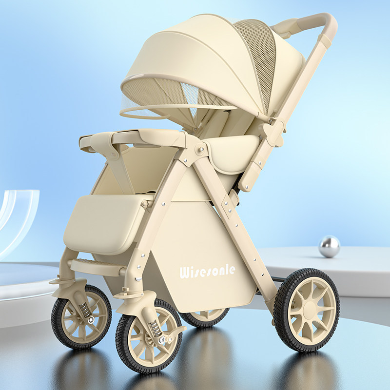 Baby Stroller Can Sit and Lie Down, Lightweight Foldable Baby Umbrella Stroller, Four-Wheel Shock-Absorbing Children's Two-Way Stroller