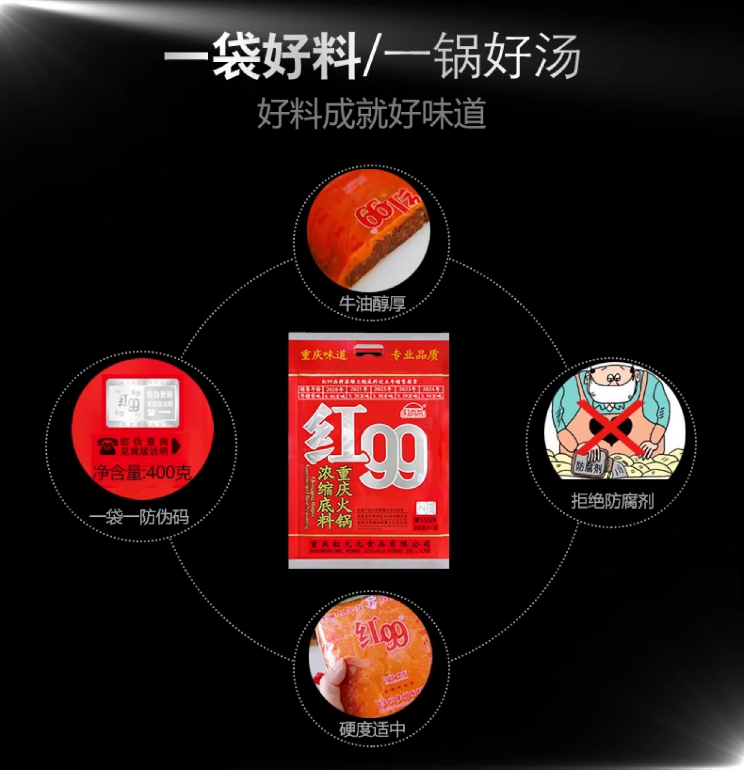  紅九九 火鍋底料紅99火鍋底料正宗重慶紅99麻辣鮮香150克*1袋