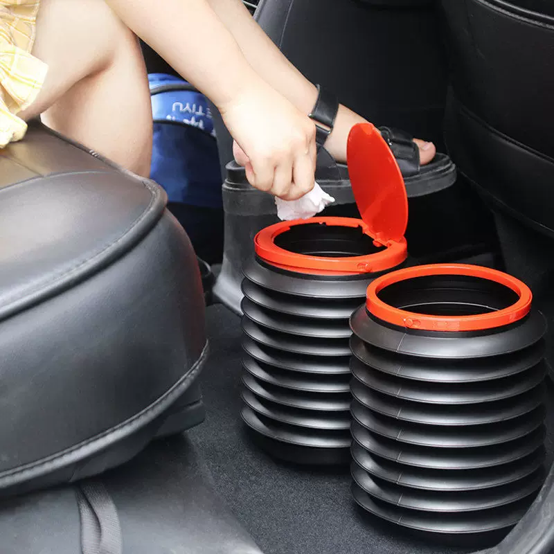 Foldable garbage can, umbrella for car, storage system