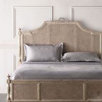 Nordic solid wood rattan bed master bedroom princess bed carved double wedding bed simple rattan bed bed and breakfast rattan art bed can be customized