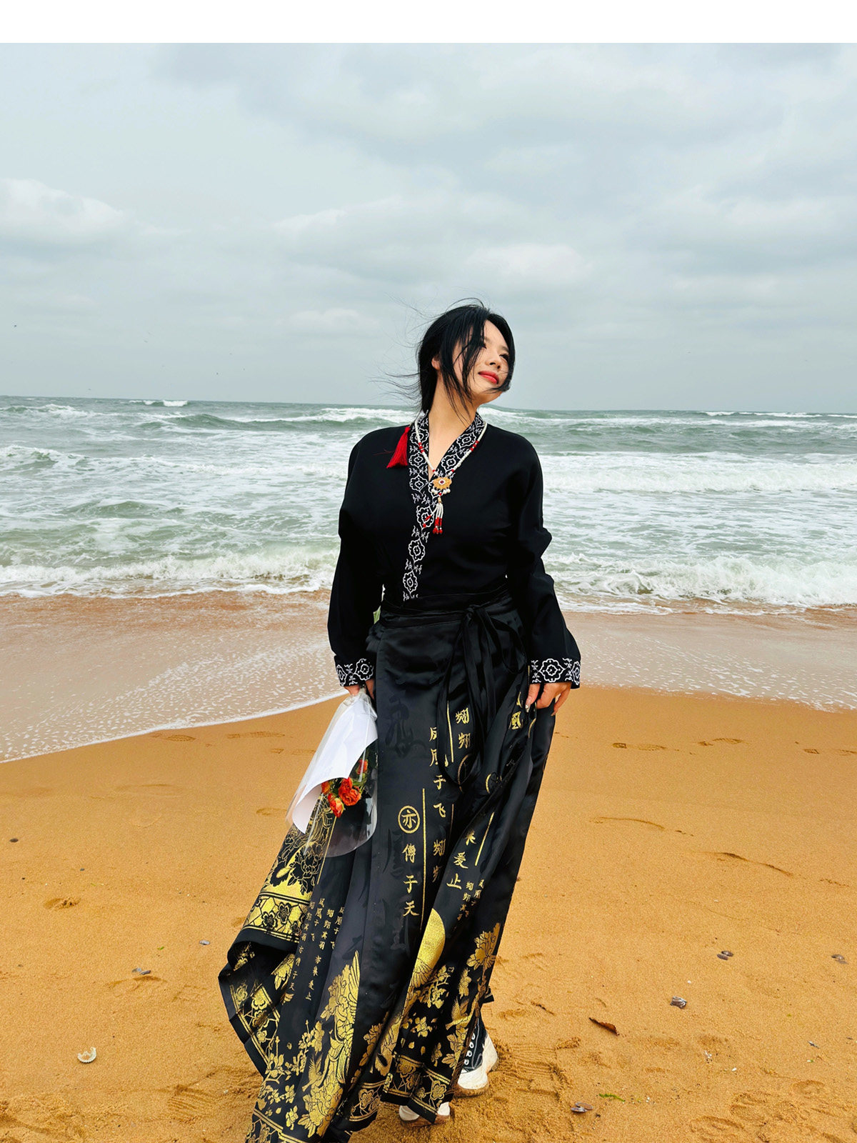 китайский костюм 梦唐记凤凰于飞原创大码汉服胖mm冬季200斤大码马面裙文字织金