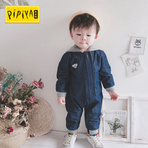 Baby spring jumpsuit male 0-3 months spring and autumn newborn clothes 0 a 1-year-old baby out climbing clothes hugging clothes 2