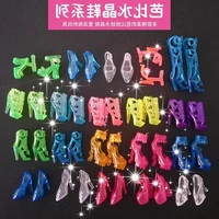 Giày Barbie cô gái chơi nhà đồ chơi giày cao gót phẳng giày phụ kiện trang sức quần áo công chúa giày pha lê bộ trang điểm cho bé