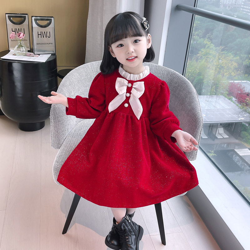 Girl Foreign Dress Spring Autumn Season 2022 New Children Suit Clothes Girl Baby Princess Dresses Winter Red Spring Dress