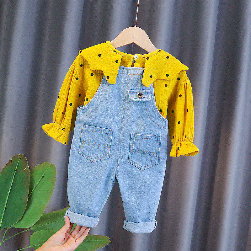 Girl Nets Red Ocean Dress Spring Autumn Clothes 2022 New Korean version of ladies Little children Two sets of trendy female babies