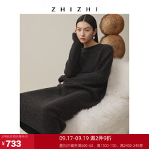 ZHIZHI Zhi ZHIZHI snow knitted dress spring 2021 new womens sweater temperament long black color spots