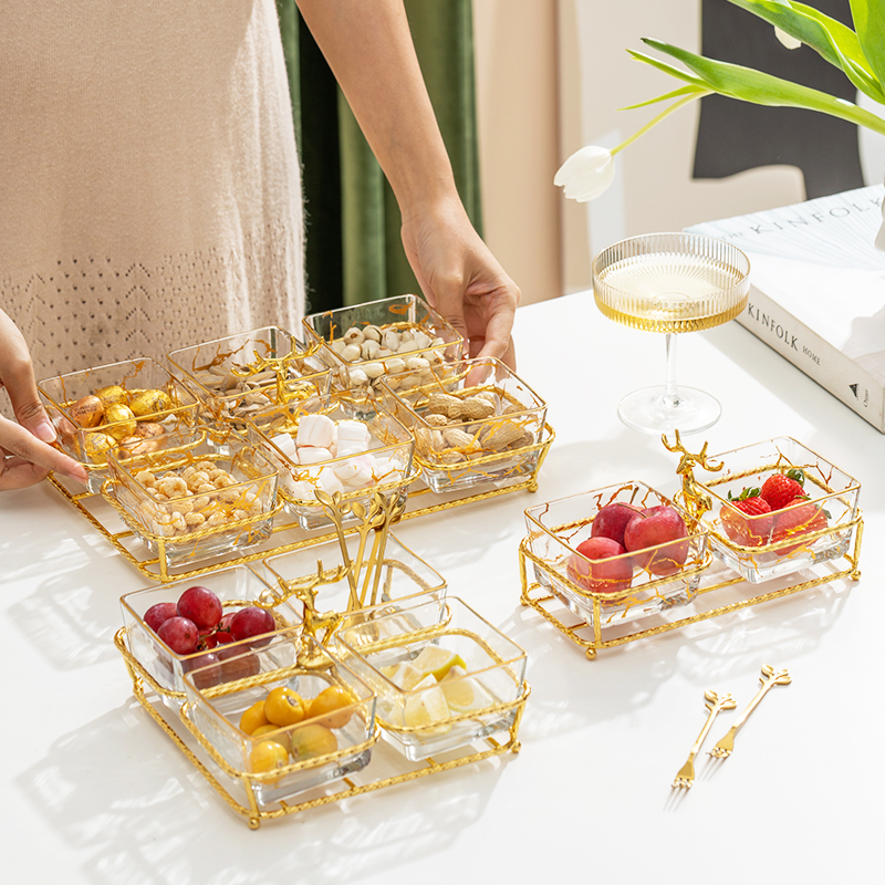 Light luxury glass fruit disc fragment candy snack disk creative living room snack snack dish