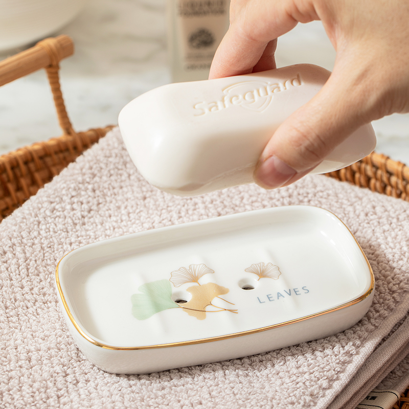 Light luxury ins Nordic ceramic soap box creative personality bathroom powder room hotel high-end European-style soap dish rack