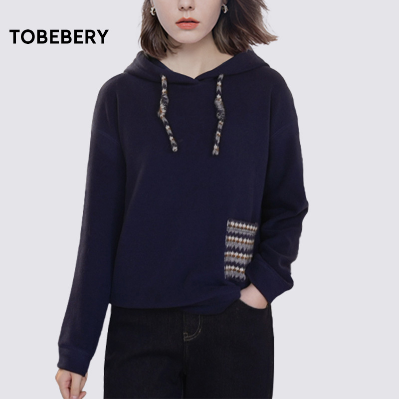 【Xiaowen Sisters X Shenzhen Tob】Color-Blocking Striped Patchwork Versatile Long-Sleeve Hooded Sweatshirt for Women