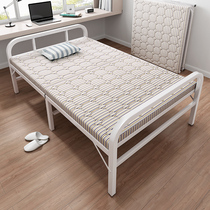 Iron frame steel plastic folding bed portable adult lunch break small smart single bed sturdy simple hard board to accompany home