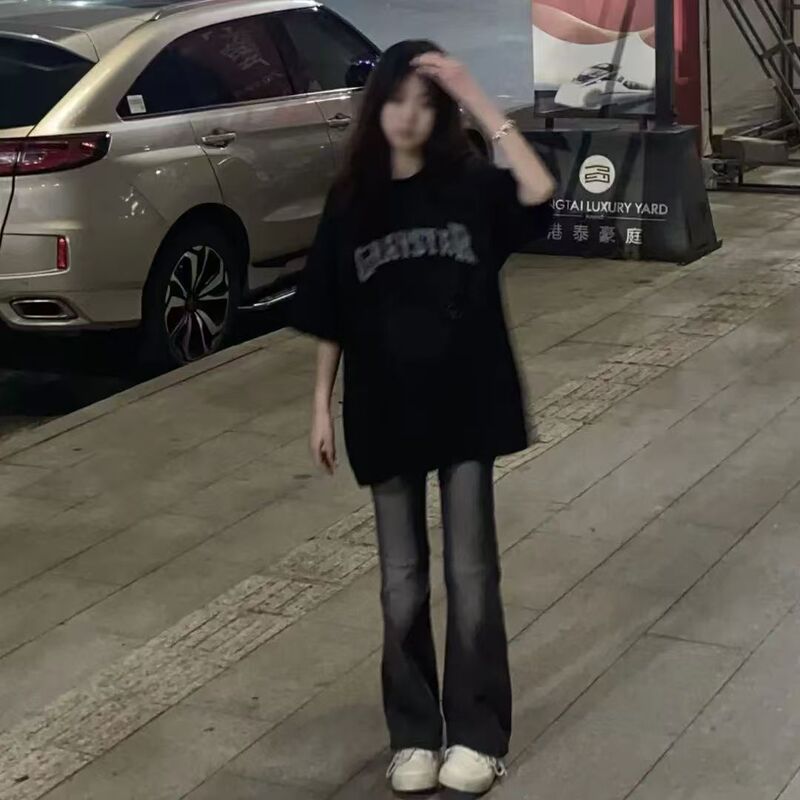 Milk Silk American-Style Oversize Regular Shoulder Short-Sleeve T-Shirt for Women 2025 New Design Niche Loose Top Milk Silk American-Style Oversize Regular Shoulder Short-Sleeve T-Shirt for Women 2025 New Design Niche Loose Top