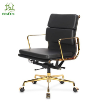 Genuine leather boss chair golden aluminum frame office chair staff conference chair negotiation chair middle class modern simple computer chair