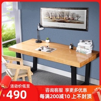 American Wrought iron household table Modern office writing desk Simple solid wood computer desk Double pine desk Simple