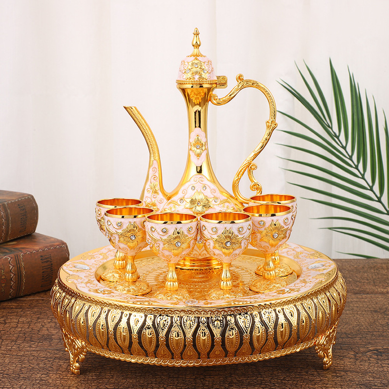 European-Style Light Luxury Wine Set, Palace-Style Home Desktop Decoration, Retro Zinc Alloy Exquisite Wine Glass and Flask Set European-Style Light Luxury Wine Set, Palace-Style Home Desktop Decoration, Retro Zinc Alloy Exquisite Wine Glass and Flask Set