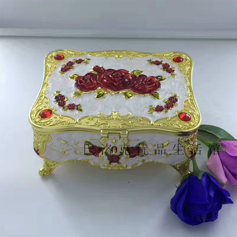 European-style jewelry box Russian princess with lock and mirror jewelry box large-capacity storage box palace castle rose