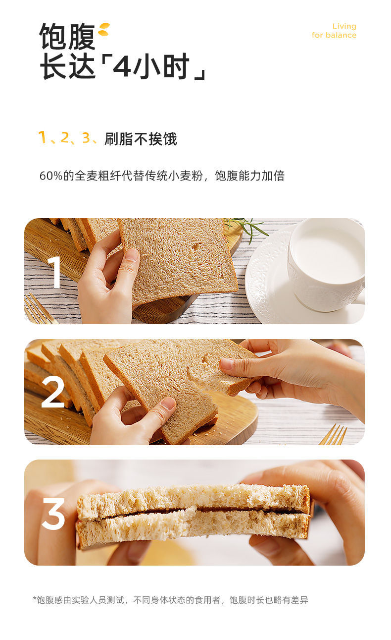 鲨鱼菲特  低脂低热量全麦面包 1050g 图4