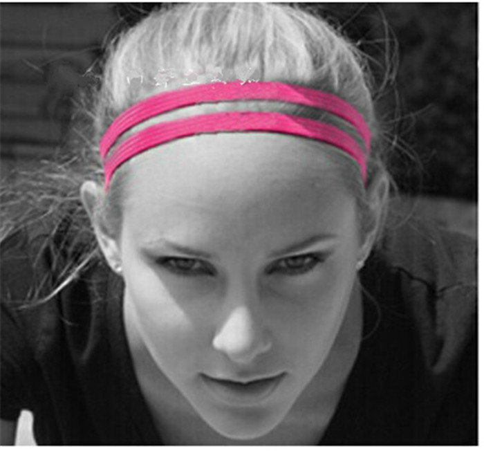 European and American women's sports headband double silicone anti-slip headband running fitness hair band yoga hair band