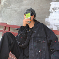 Spot BLACK homemade denim jacket female loose Korean version 2021 Spring New ins tide bombing Street Harbor wind bf