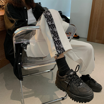 Spot BLACK homemade casual pants womens spring 2021 new sports pants straight tube drawstring long pants