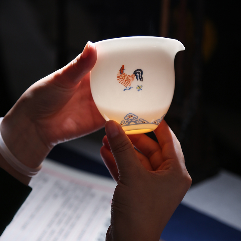 The View of song luck, jingdezhen ceramic tea set chicken cylinder cup lid bowl exquisite kunfu tea cups