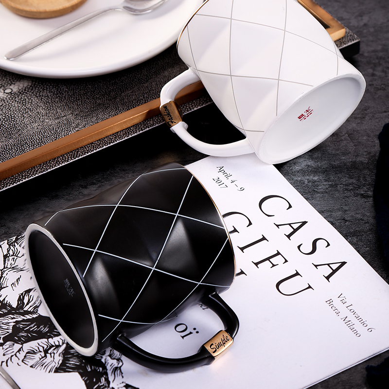View the song song of jingdezhen modern office handles the simple black and white ceramic cup keller cup glaze teacup