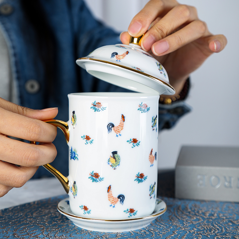 The View of song dynasty jingdezhen manual paint ceramic cup with Chinese style restoring ancient ways male office office and meeting with cover cups