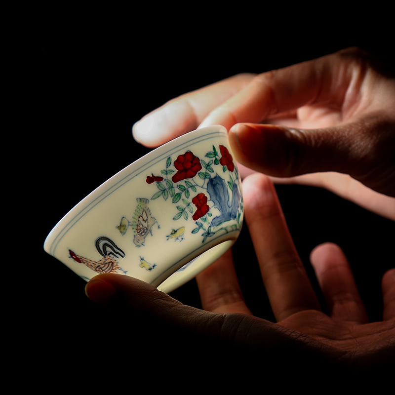 The View of song dynasty jingdezhen wufu YingMen national cup chicken archaize ceramic cylinder cup okra bowl cups set of sample tea cup